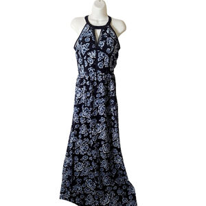 Doe & Rae Navy Floral Sleeveless Maxi Dress M